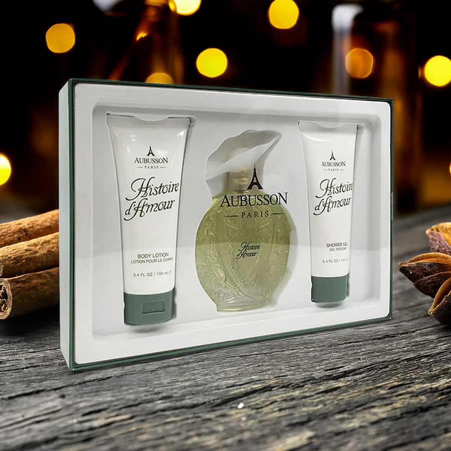 Aubusson Histoire D'Amour 3 Pcs Set For Women: 3.4 Eau De Toilette Spray + 3.4 Body Lotion + 3.4 Shower Gel