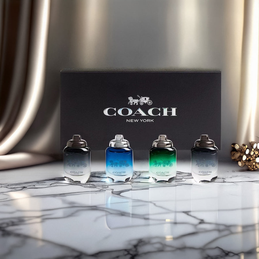 Coach 4 * 4.5 ML Mini Set For Men: Coach New York Eau De Toilette + Coach Blue Eau De Toilette + Coach Green Eau De Toilette + Coach For Men Eau De Parfum