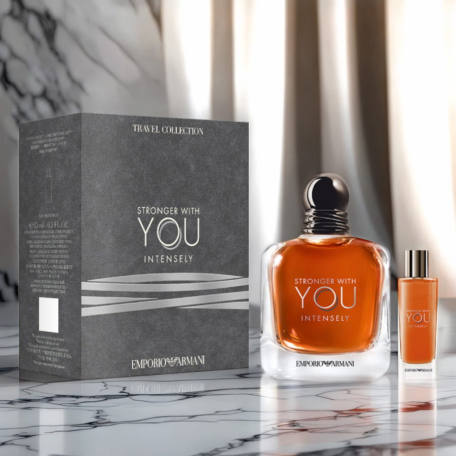 Giorgio Armani Armani Stronger With You Intensely 2 Pcs Set For Men: 3.4 Eau De Parfum Spray + 0.5 Eau De Parfum Spray