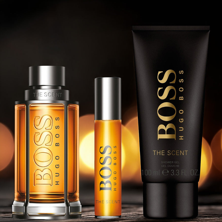Hugo Boss The Scent 3 Pcs Set For Men: 3.3 Eau De Toilette Spray + 0.33 Eau De Toilette Spray + 3.3 Shower Gel