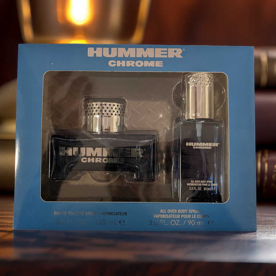Hummer Chrome 2 Pcs Set For Men: 4.2 Eau De Toilette Spray + 3 OZ Body Spray