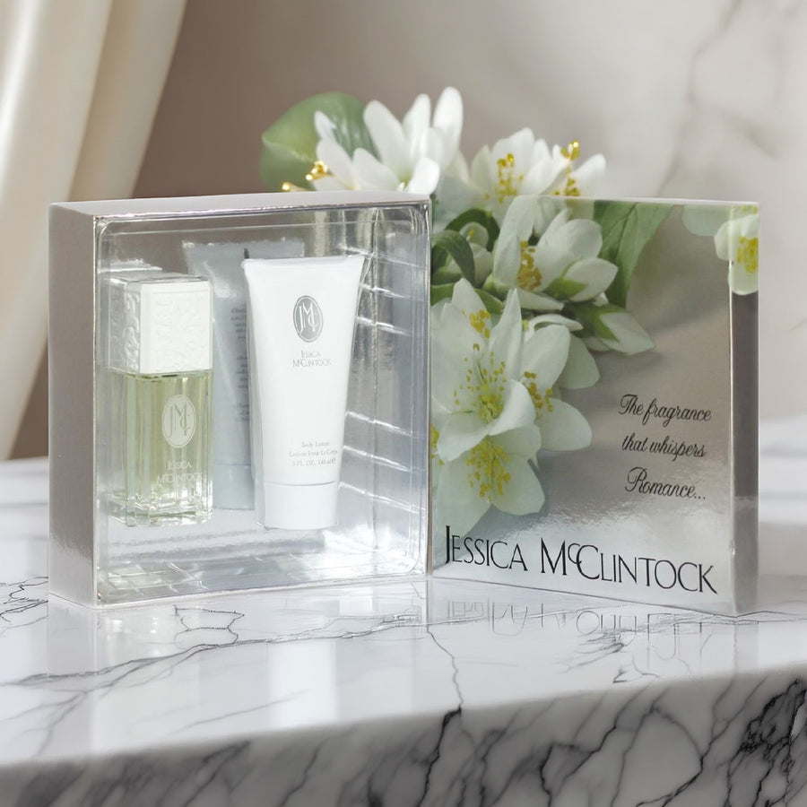 Jessica Mcclintock 2 Pcs Set: 3.4 Eau De Parfum Spray+ 5 OZ Body Lotion (Hard Box)
