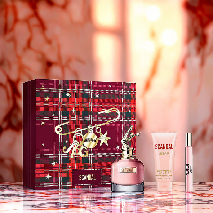 Jean Paul Gaultier Scandal 3 Pcs Set For Women: 2.7 Eau De Parfum Spray + 0.34 Eau De Parfum Spray + 2.5 Body Lotion