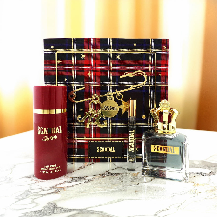 Jean Paul Gaultier Scandal 3 Pcs Set For Men: 3.4 Eau De Toilette Spray + 0.34 Eau De Toilette Spray + 5.1 Deodorant Spray