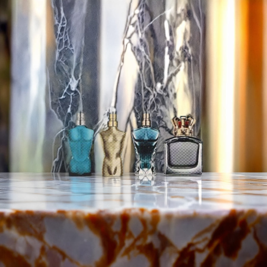 Jean Paul Gaultier 4 * 7 ML Mini Set For Men: Le Male Eau De Toilette + Le Male Elixir Parfum + Le Beau Eau De Toilette + Scandal Eau De Toilette