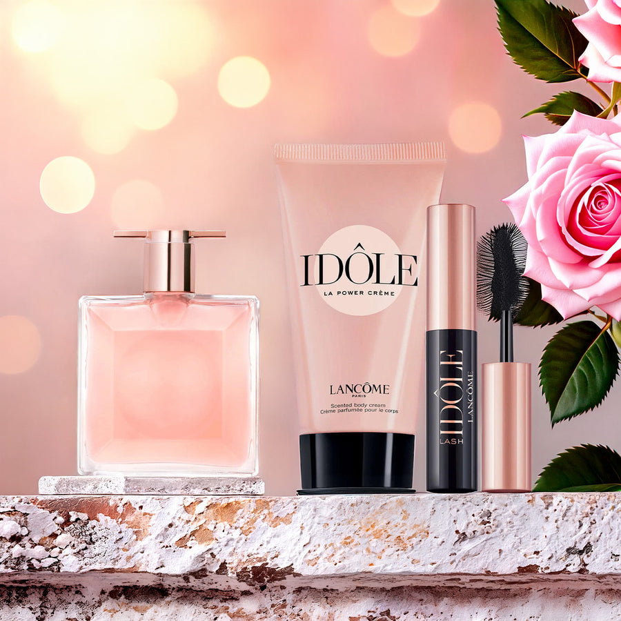 Lancome Idole 3 Pcs Set For Women: 0.8 Eau De Parfum Spray + 1.6 Body Cream + 0.08 Mascara