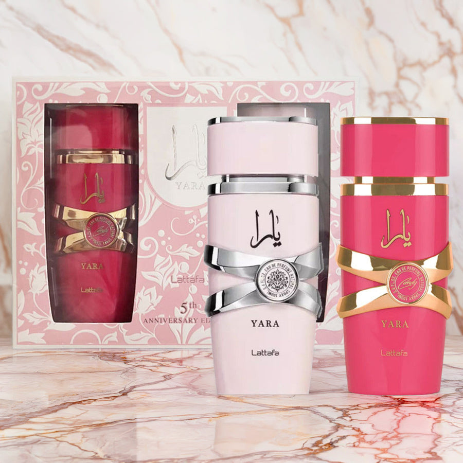 Lattafa Yara 2 Pcs Set For Women: Yara 3.4 Eau De Parfum Spray + Yara Candy 3.4 Eau De Parfum Spray