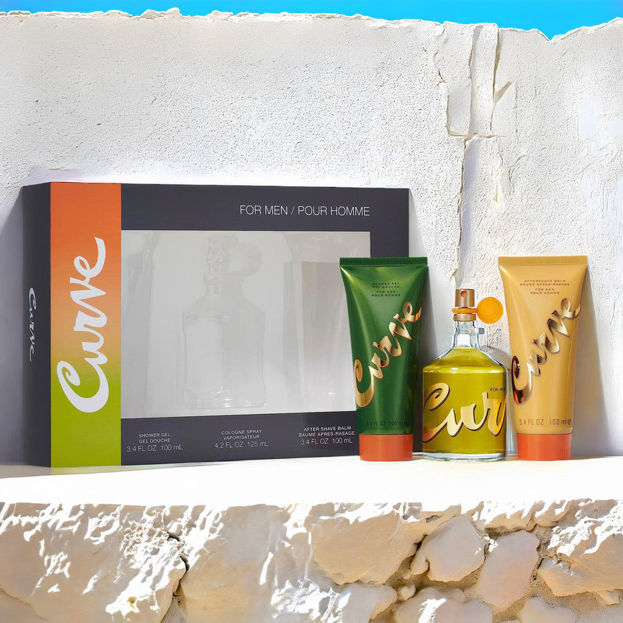 Liz Claiborne Curve 3 Pcs Set For Men: 4.2 Cologne Spray + 3.4 Shower Gel + 3.4 After Shave Balm