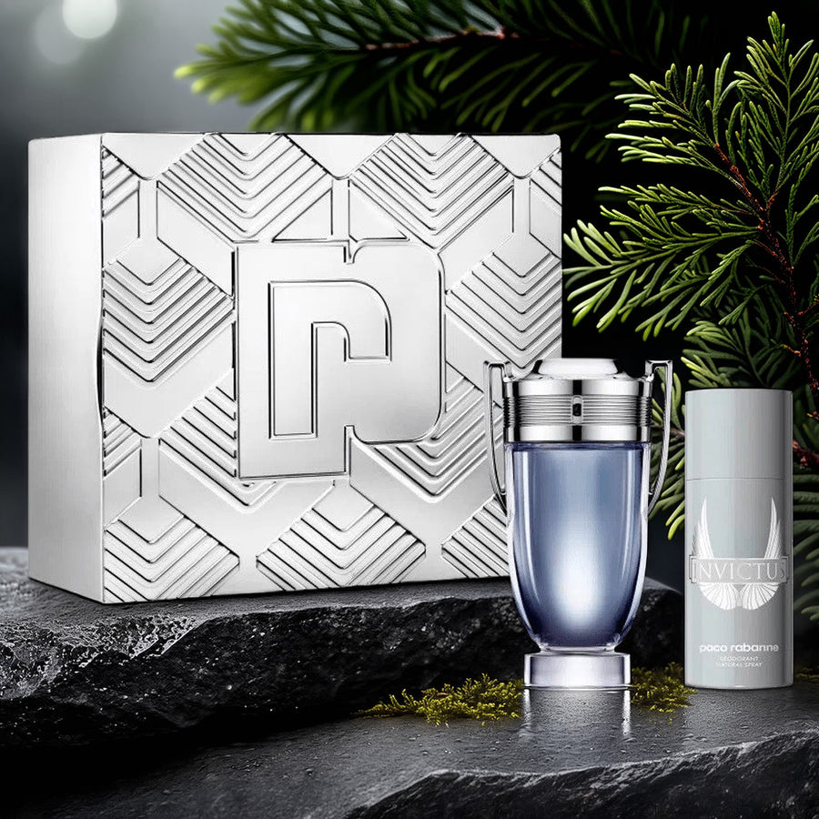 Paco Rabanne Invictus 2 Pcs Set For Men: 6.8 Eau De Toilette Spray + 5.1 Deodorant Spray