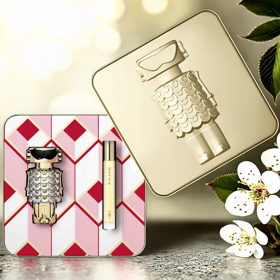 Paco Rabanne Fame 2 Pcs Set For Women: 2.7 Eau De Parfum Spray + 0.34 Eau De Parfum Spray