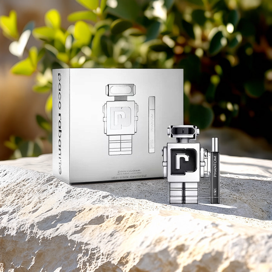 Paco Rabanne Phantom 2 Pcs Set For Men: 5.1 Eau De Toilette Spray + 0.34 Eau De Toilette Spray