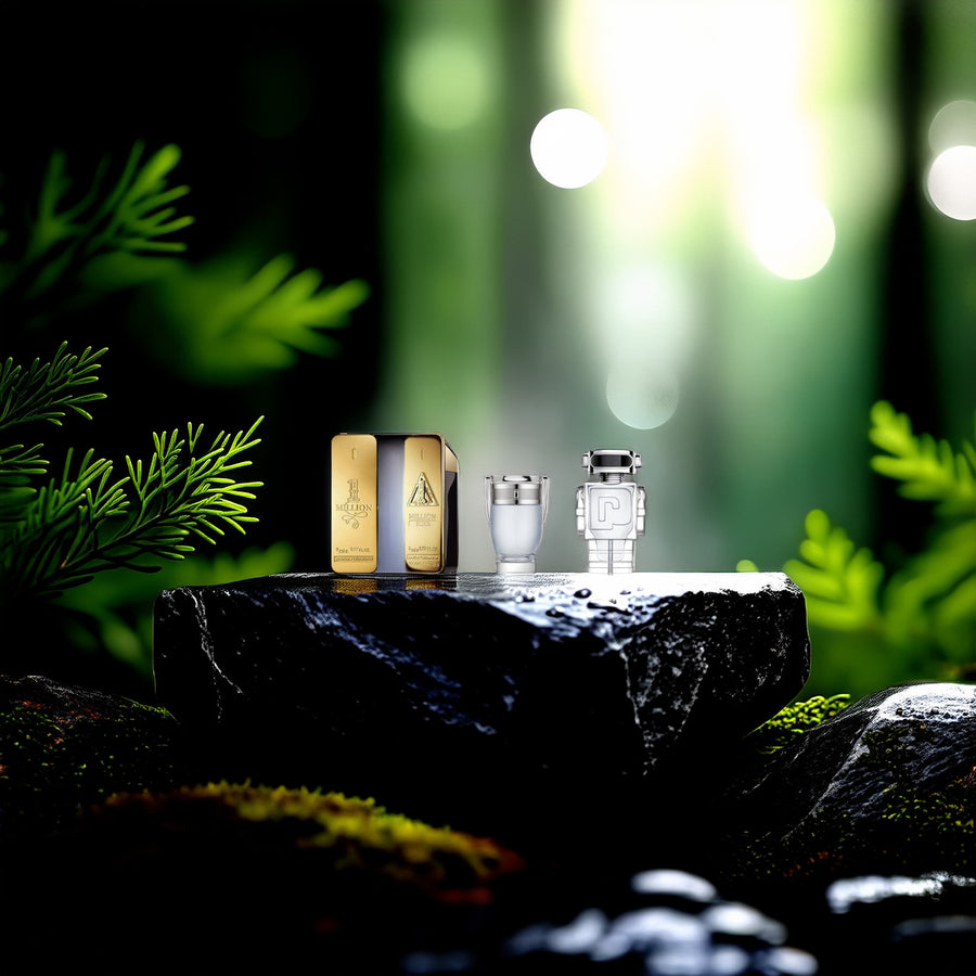 Paco Rabanne 4 Pcs Mini Set For Men: One Million 0.17 Eau De Toilette + One Million Elixir 0.17 Parfum Intense + Invictus 0.17 Eau De Toilette + Phantom 0.17 Eau De Toilette