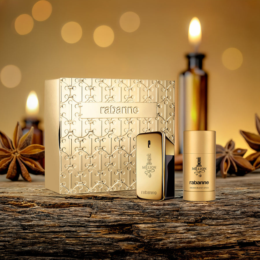 Paco Rabanne One Million 2 Pcs Set For Men: 1.7 Eau De Toilette Spray + 2.3 Deodorant Stick