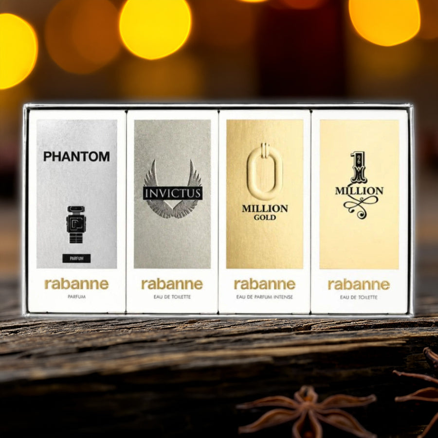 Paco Rabanne 4 * 5 ML Mini Set For Men: One Million Eau De Toilette + Million Gold Eau De Parfum Intense + Invictus Eau De Toilette + Phantom Parfum