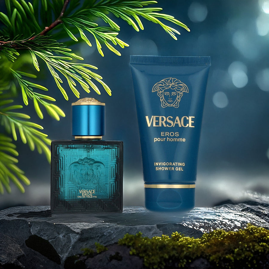 Versace Eros 2 Pcs Set For Men: 1 OZ Eau De Toilette Spray + 1.7 Shower Gel