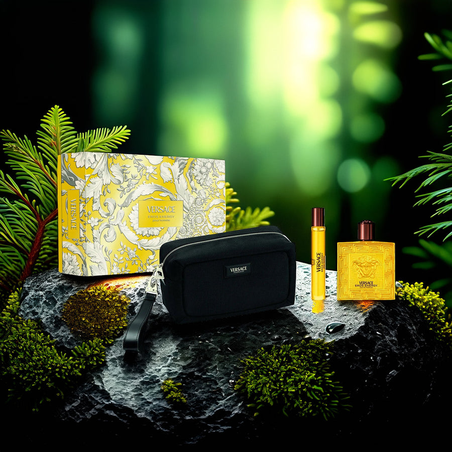 Versace Eros Energy 3 Pcs Set For Men: 3.4 Eau De Parfum Spray + 0.3 Eau De Parfum Spray + Pouch