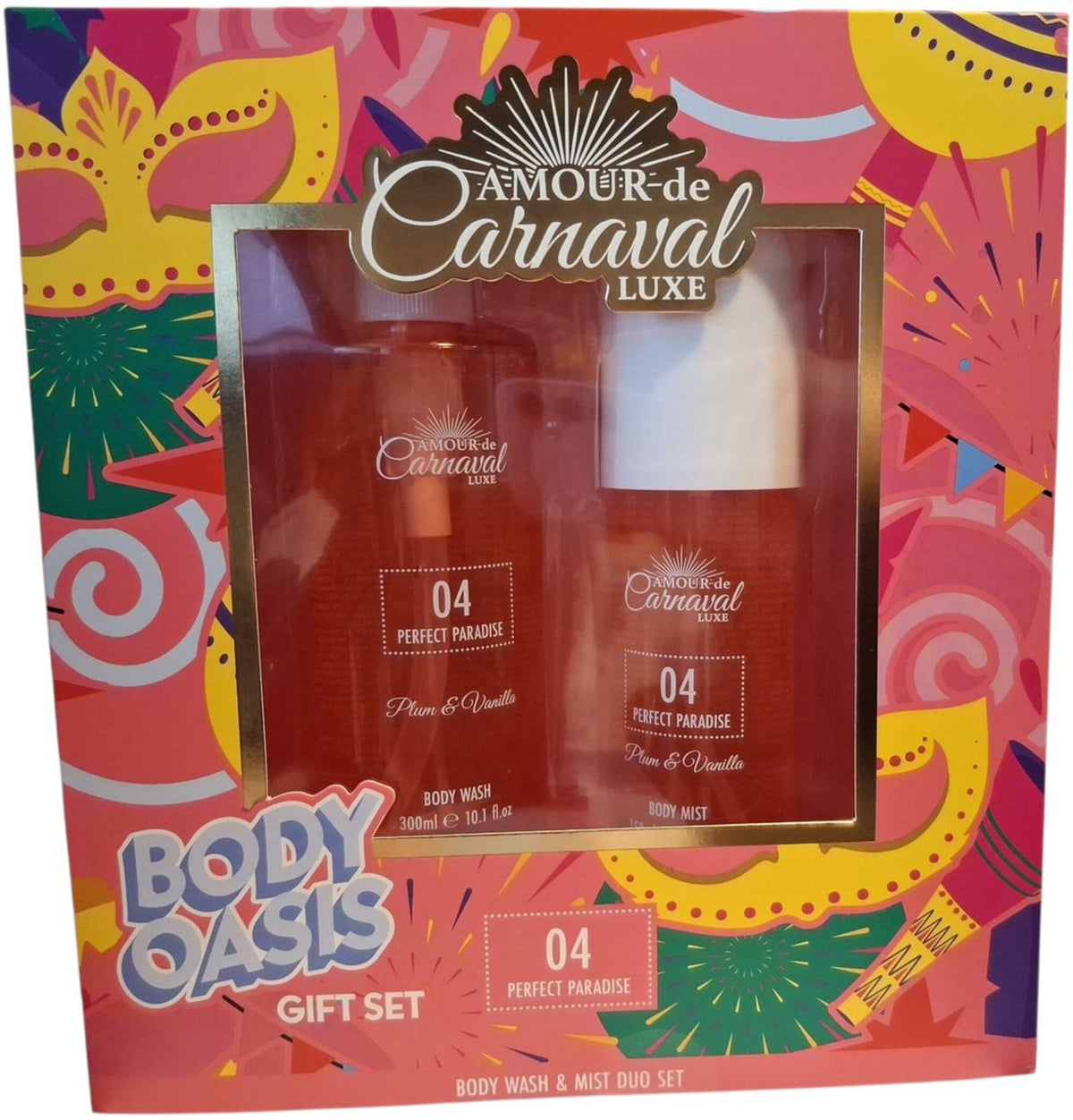 Amour De Carnaval 04 Perfect Paradise 2 Set: Body Mist + Body Wash For Women 10.1 oz Body Spray