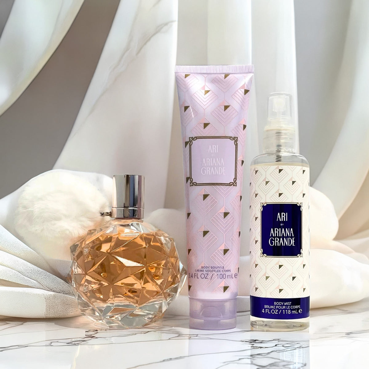 Ariana Grande Ari 3 Set: Body Mist + Body Souffle For Women 4 oz Eau De Parfum Spray