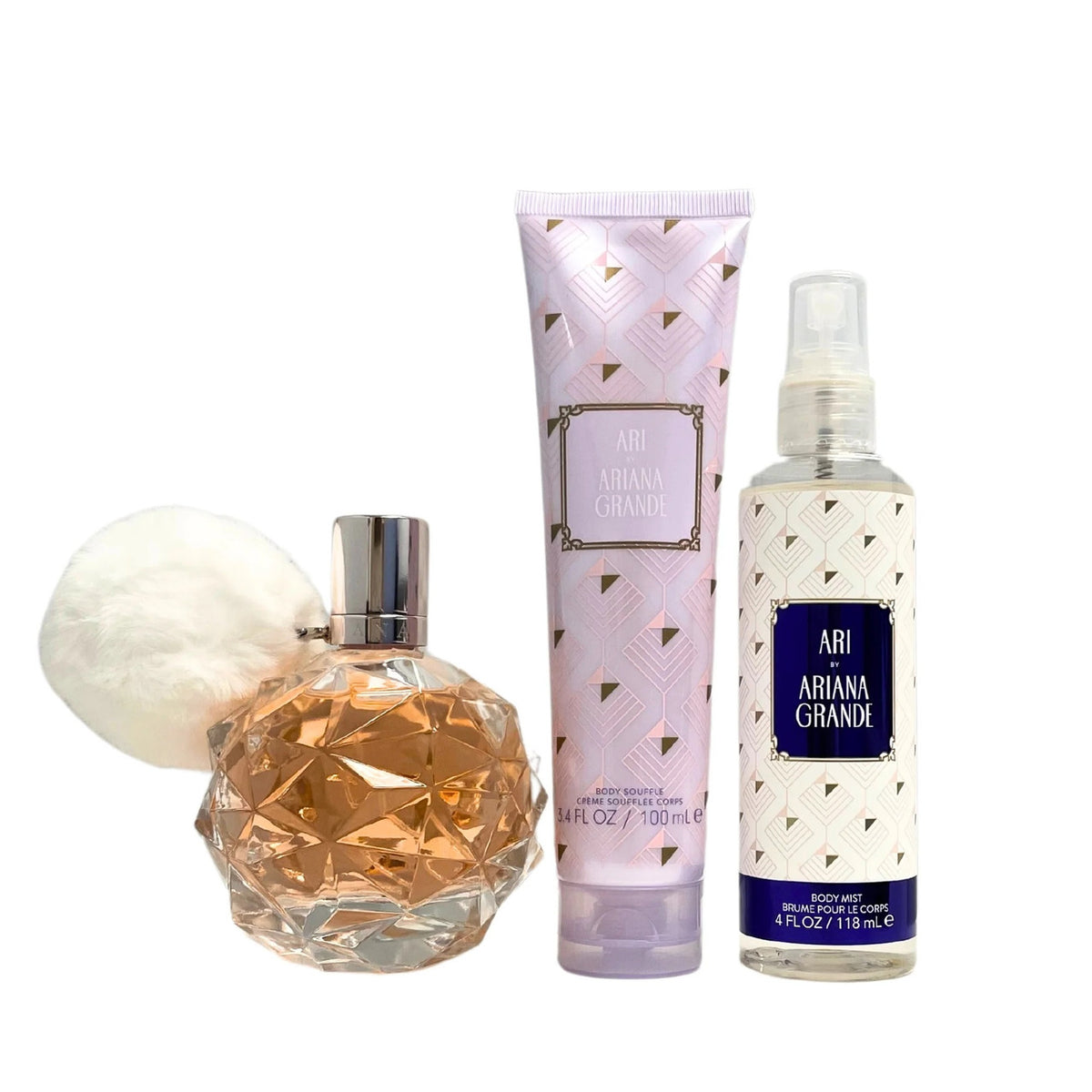 Ariana Grande Ari 3 Set: Body Mist + Body Souffle For Women 4 oz Eau De Parfum Spray