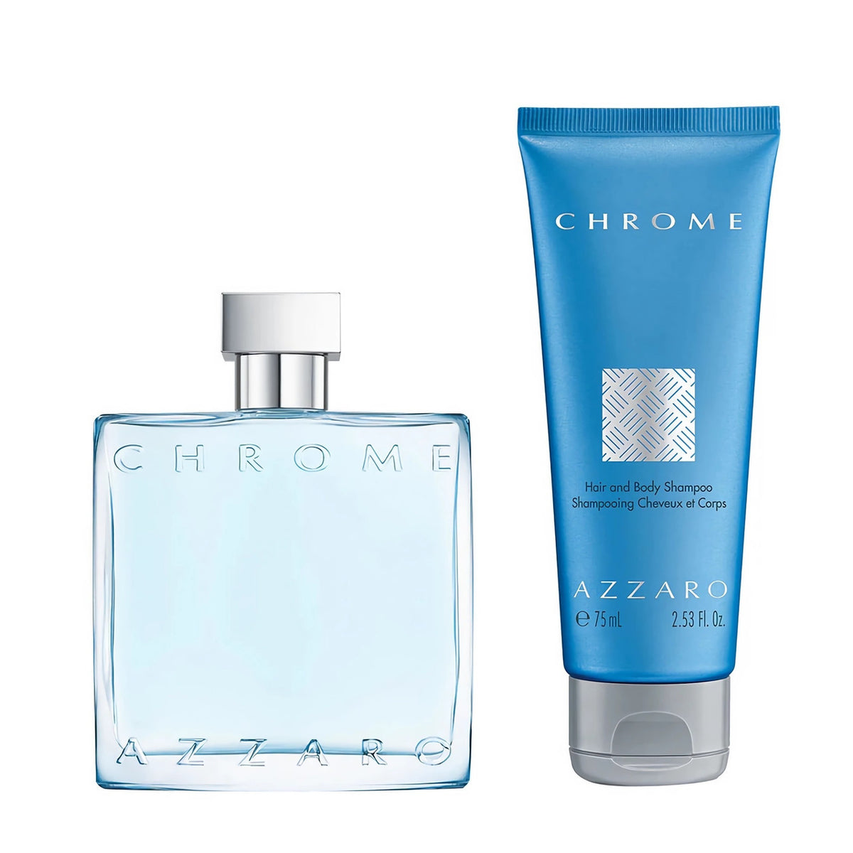 Azzaro Chrome 2 Pcs Set For Men: 1.7 Eau De Toilette Spray + 2.53 Shampoo