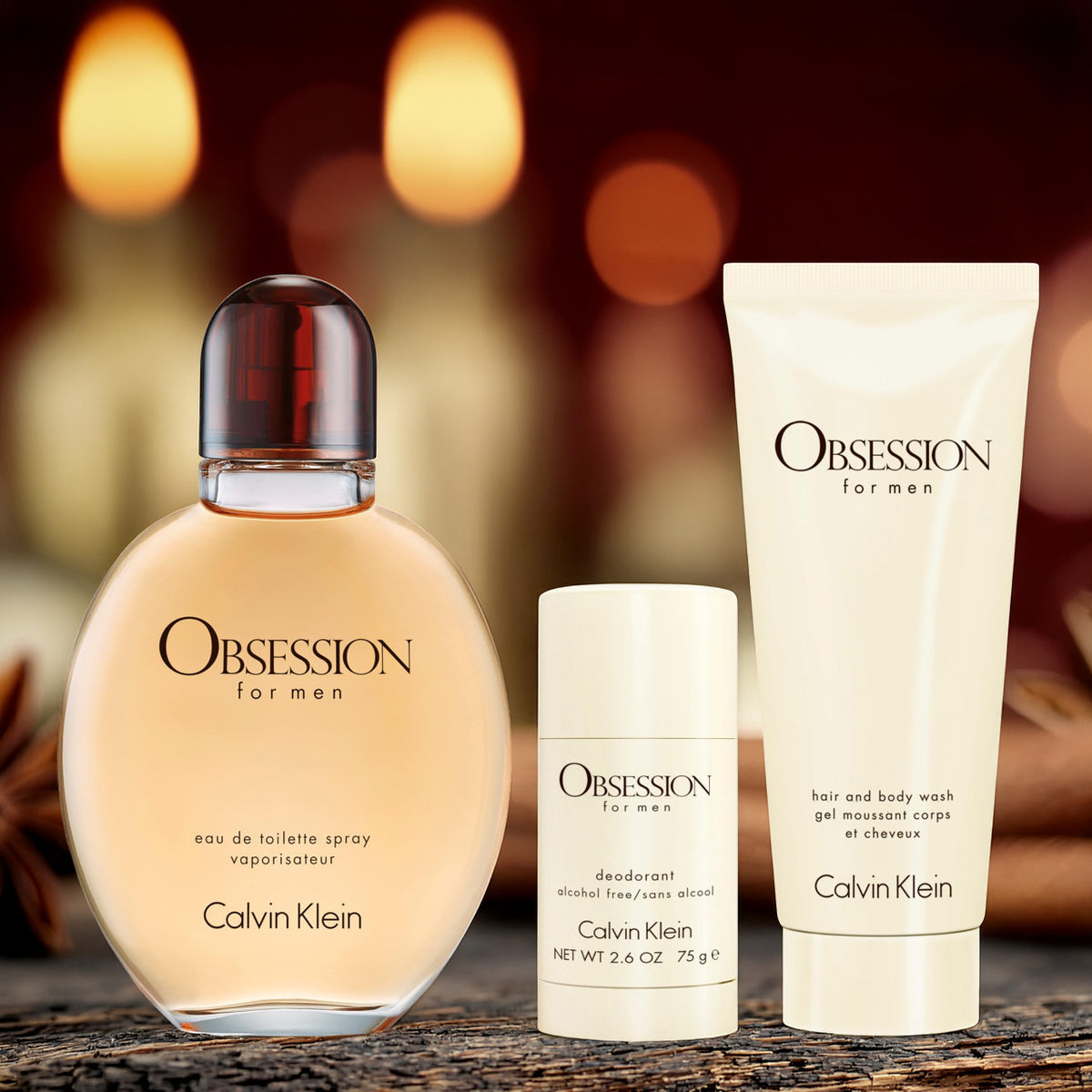 Calvin Klein Obsession 3 Set: 2.6 Deodorant Stick + Body Wash For Men