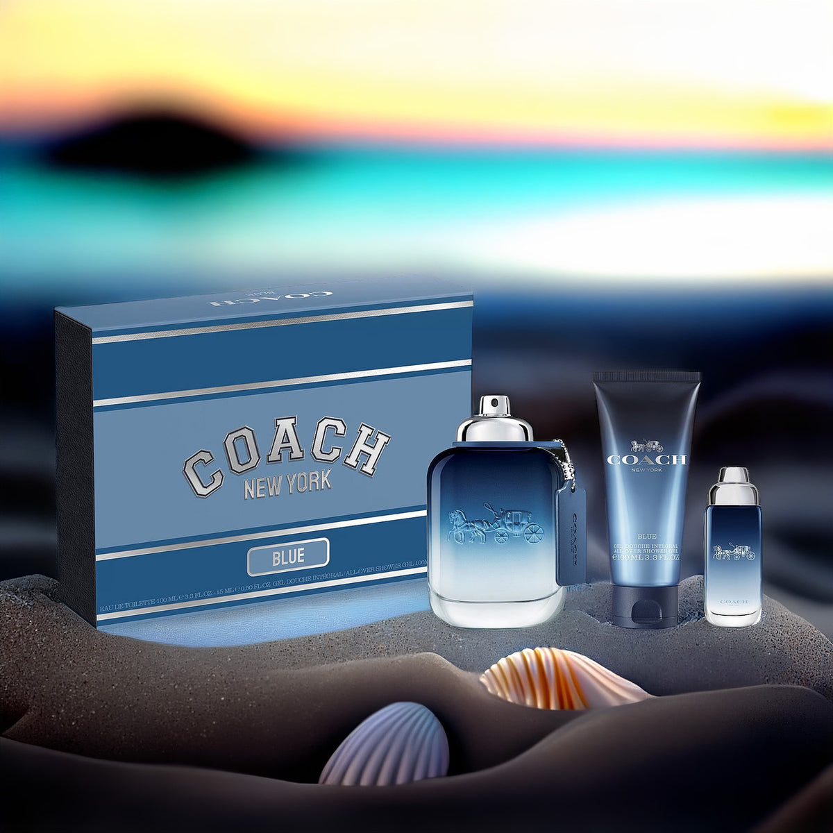 Coach Blue 3 Set: 3.3 All Over Shower Gel (hard) For Men 3.3 oz Eau De Toilette Spray
