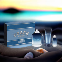 Coach Blue 3 Set: 3.3 All Over Shower Gel (hard) For Men 3.3 oz Eau De Toilette Spray