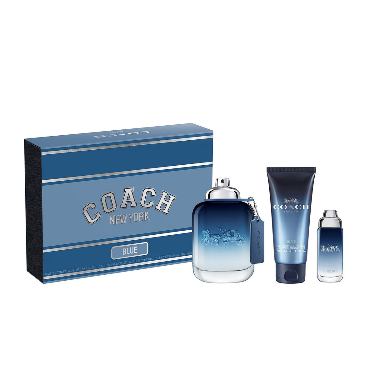 Coach Blue 3 Set: 3.3 All Over Shower Gel (hard) For Men 3.3 oz Eau De Toilette Spray