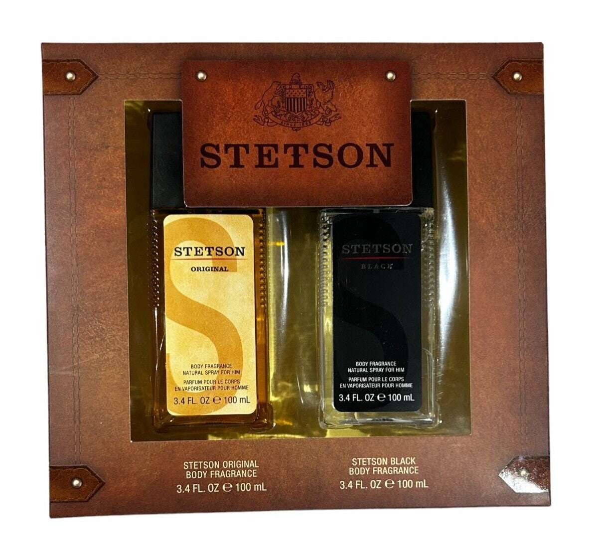 Stetson 2 Pcs Set For Men: 3.4 Body Fragrance + Stetson Black 3.4 Body Fragrance