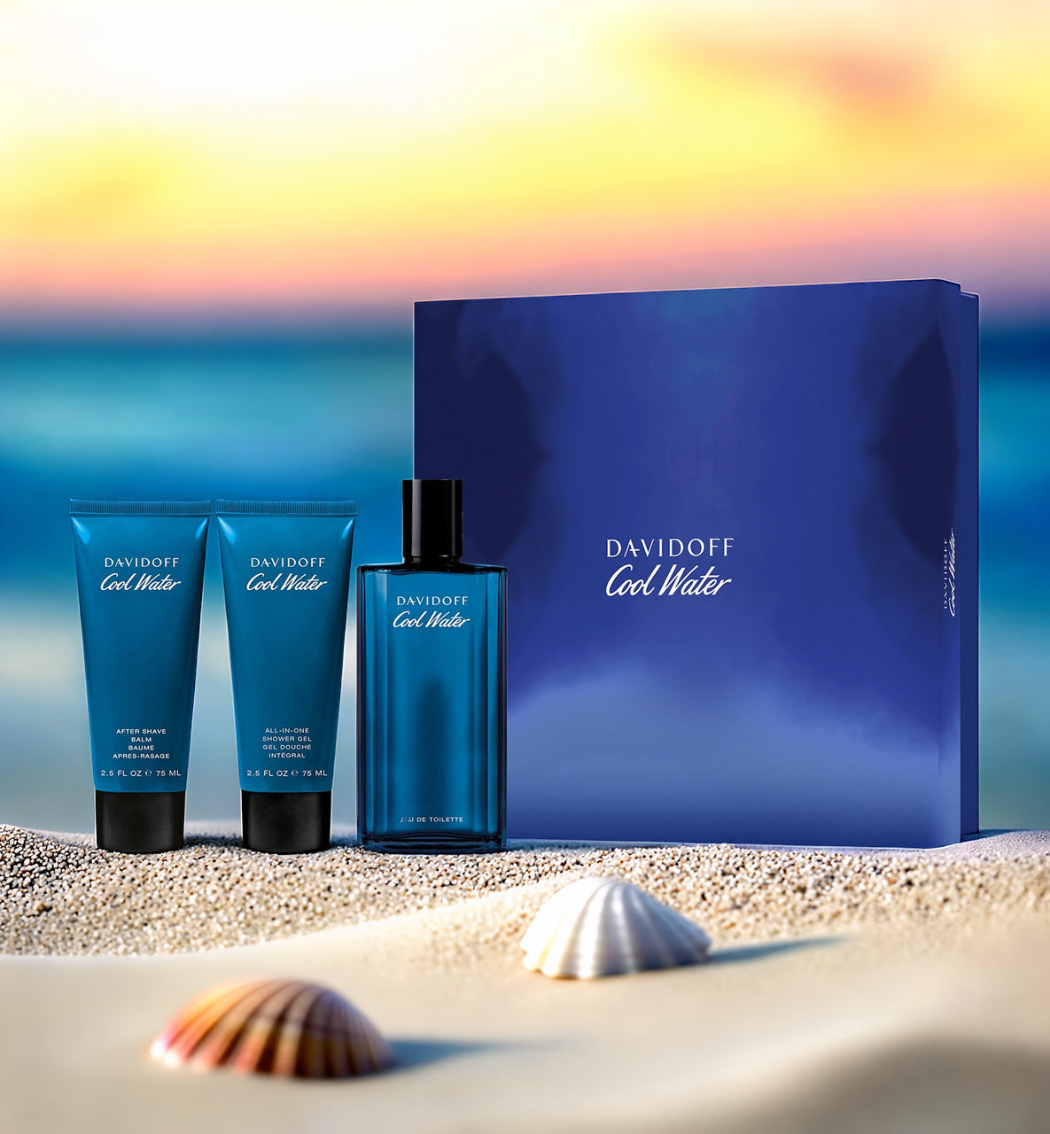 Davidoff Cool Water 3 Piece Set: 4.2 oz Eau de Toilette + Gel + Balm For Men