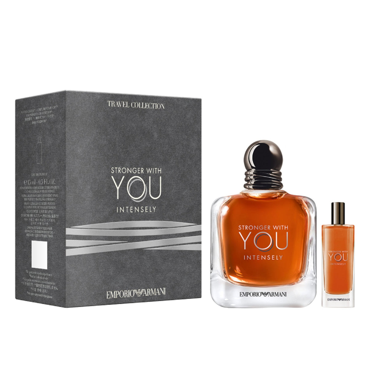 Giorgio Armani Armani Stronger With You Intensely 2 Pcs Set For Men: 3.4 Eau De Parfum Spray + 0.5 Eau De Parfum Spray