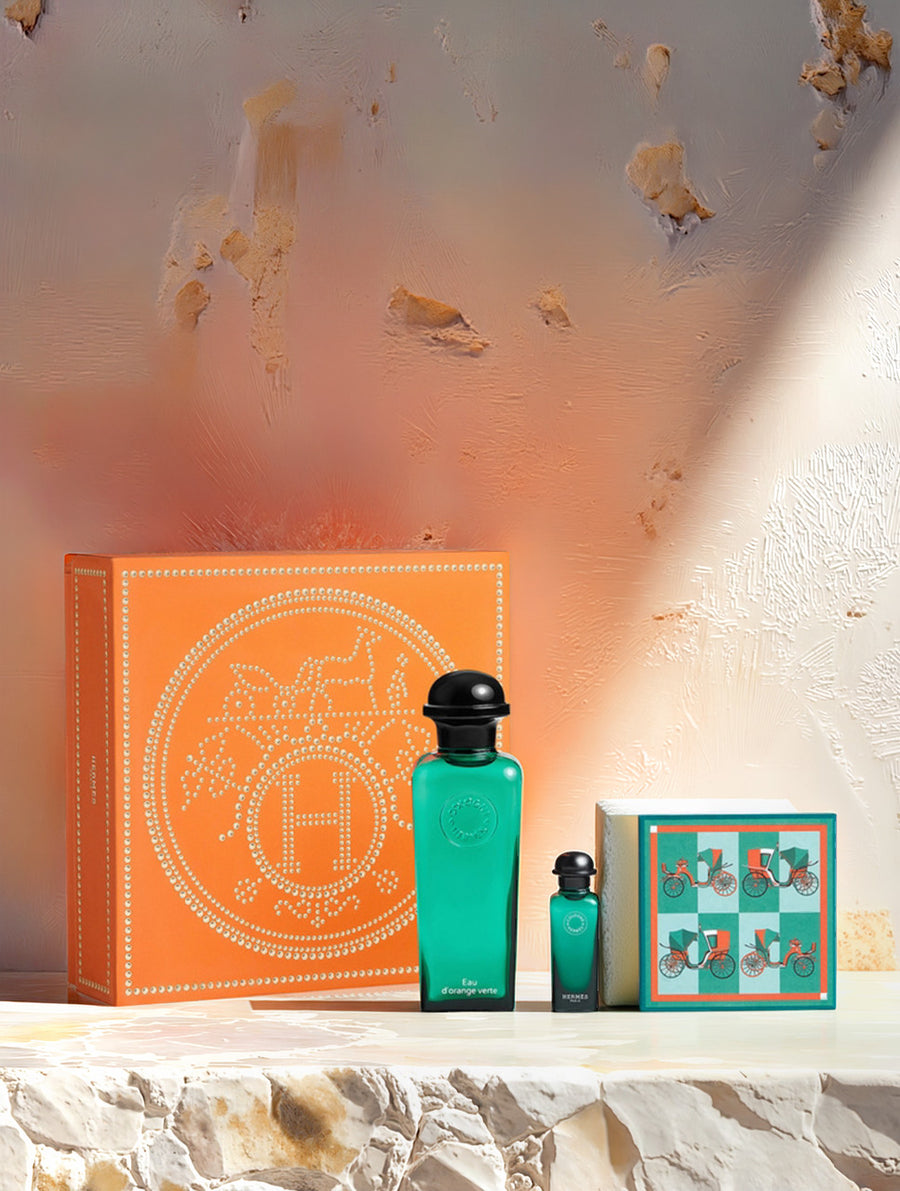 Hermes Eau D'orange Verte 3 Set: Perfumed Soap 7.5 ml Eau De Cologne Spray