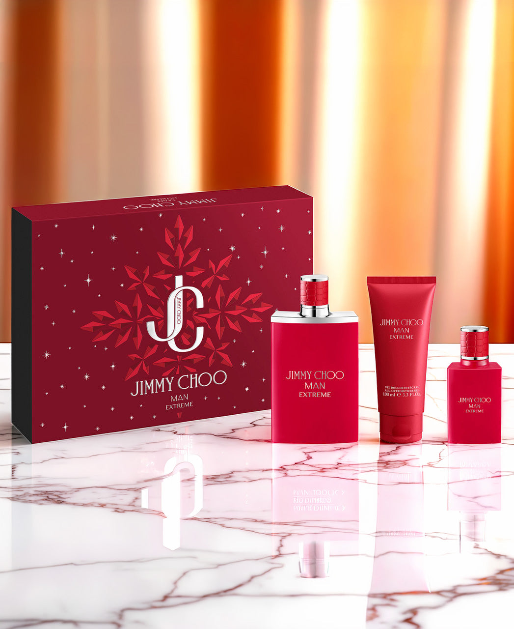 Jimmy Choo Man Extreme 3 Set: 3.3 All Over Shower Gel For Men 3.3 oz Eau De Parfum Spray