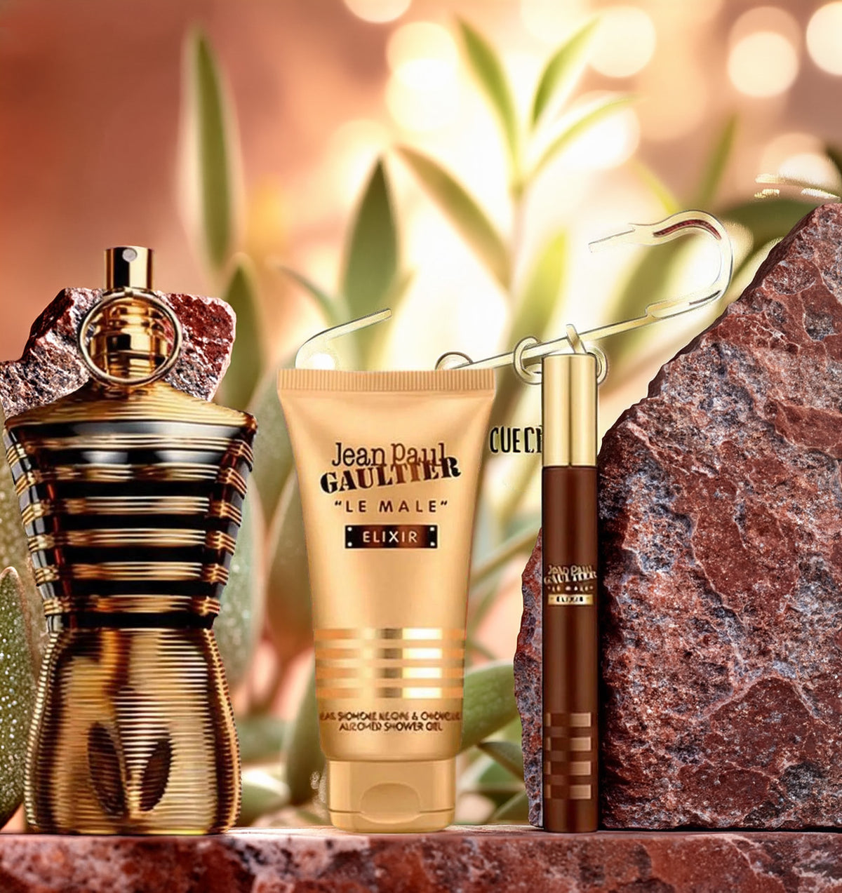 Jean Paul Gaultier Le Male Elixir 3 Set: 2.5 All-over Shower Gel For Men 4.2 oz Parfum Spray