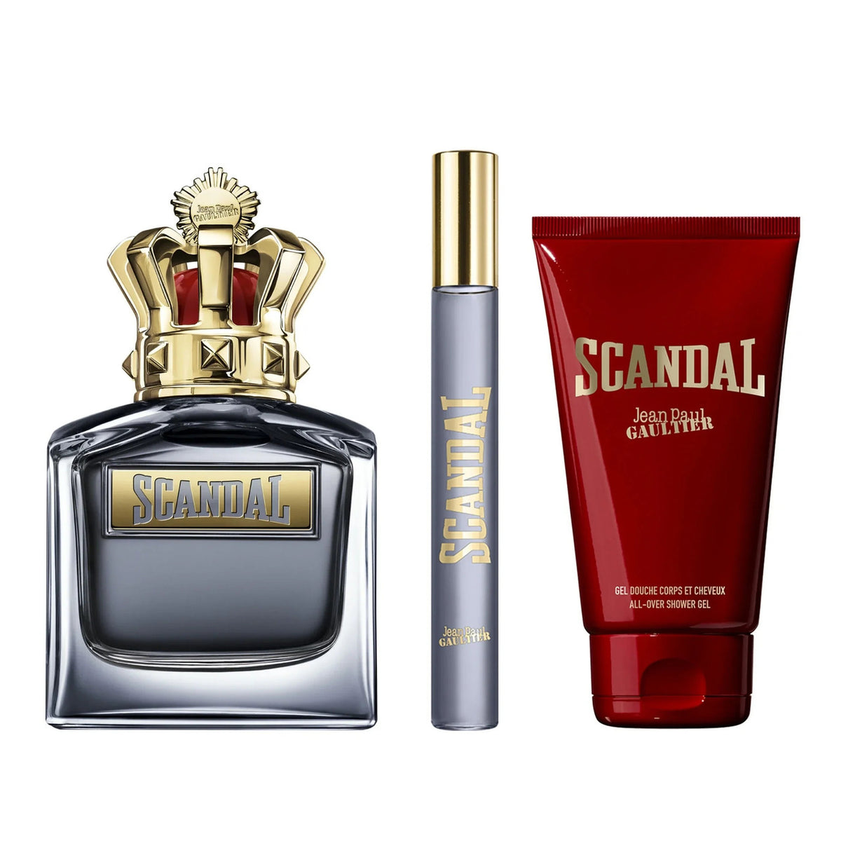 Jean Paul Gaultier Scandal 3 Pcs Set For Men: 3.4 Eau De Toilette Spray + 0.34 Eau De Toilette Spray + 2.5 All Over Shower Gel
