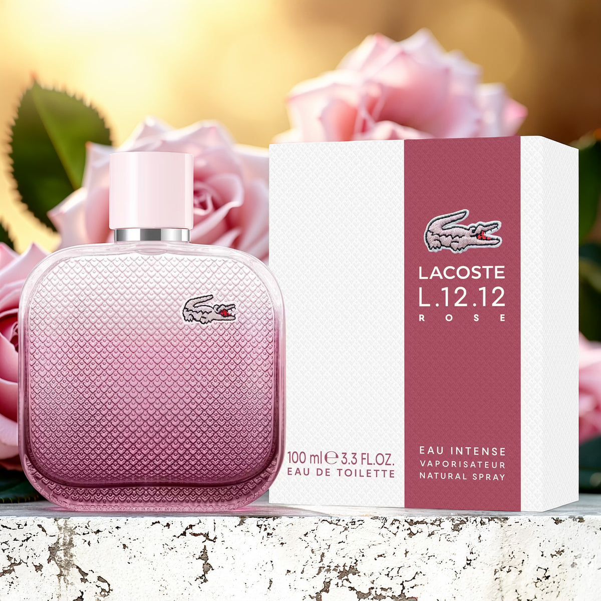 Lacoste L.12.12 Rose Eau Intense 3.3 oz For Women Eau De Toilette Spray