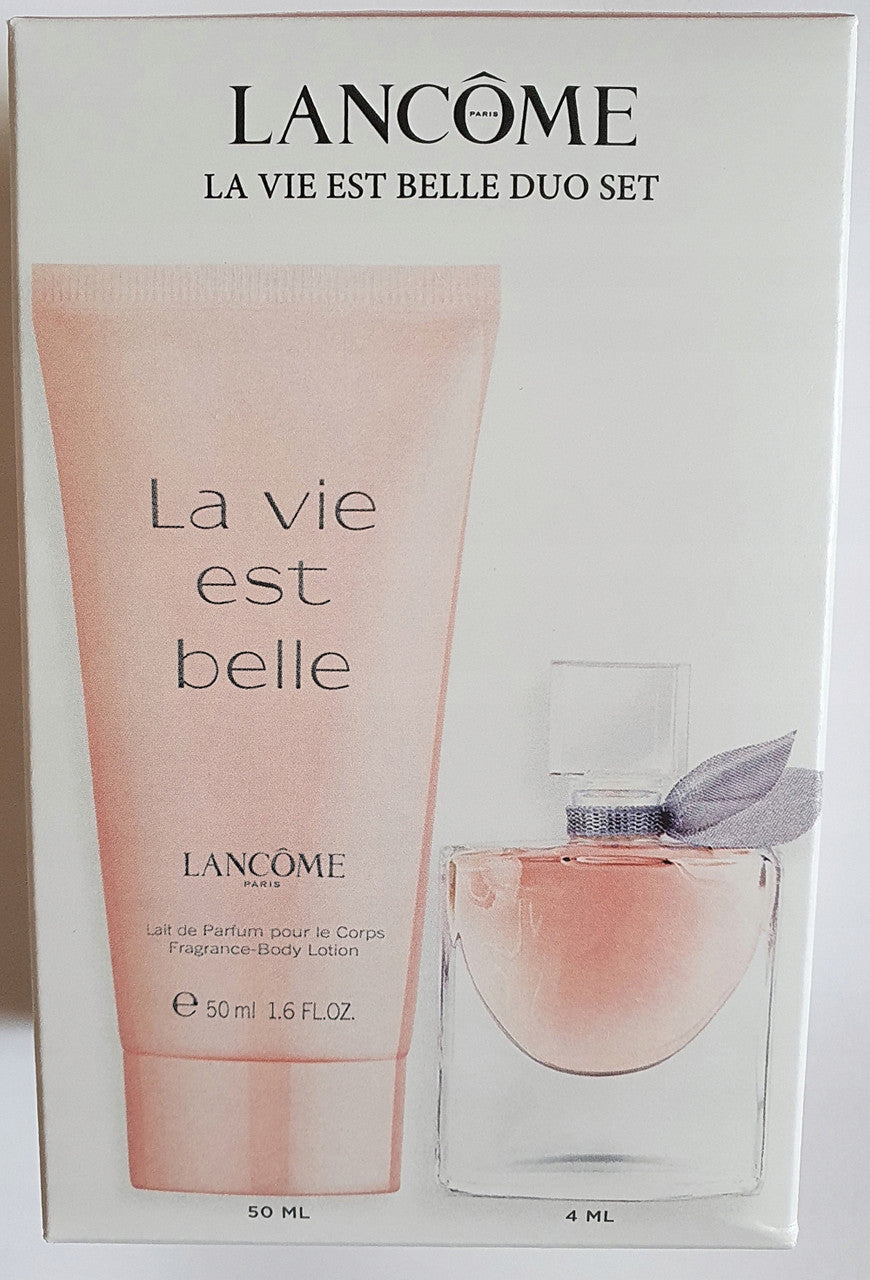 Lancome La Vie Est Belle 2 Pcs Set For Women: 4 ML Eau De Parfum Mini + 1.6 Body Lotion