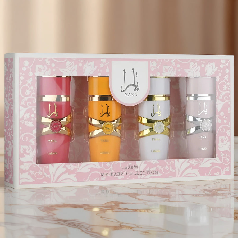 Lattafa Yara 4 Pc Travel Set: 4 Set: Yara + Yara Moi + Yara Tous + Yara Candy For Women