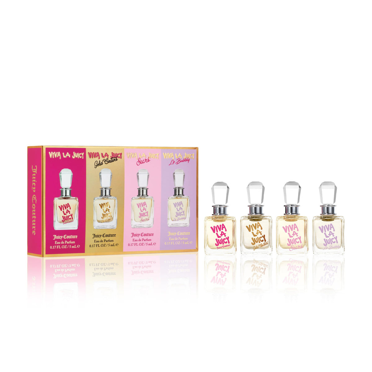 Juicy Couture 4 Set : Viva La Juicy + Viva La Juicy Gold Couture + Viva La Juicy Sucre + Viva La Juicy Le Bubbly For Women 5 ml Eau De Parfum