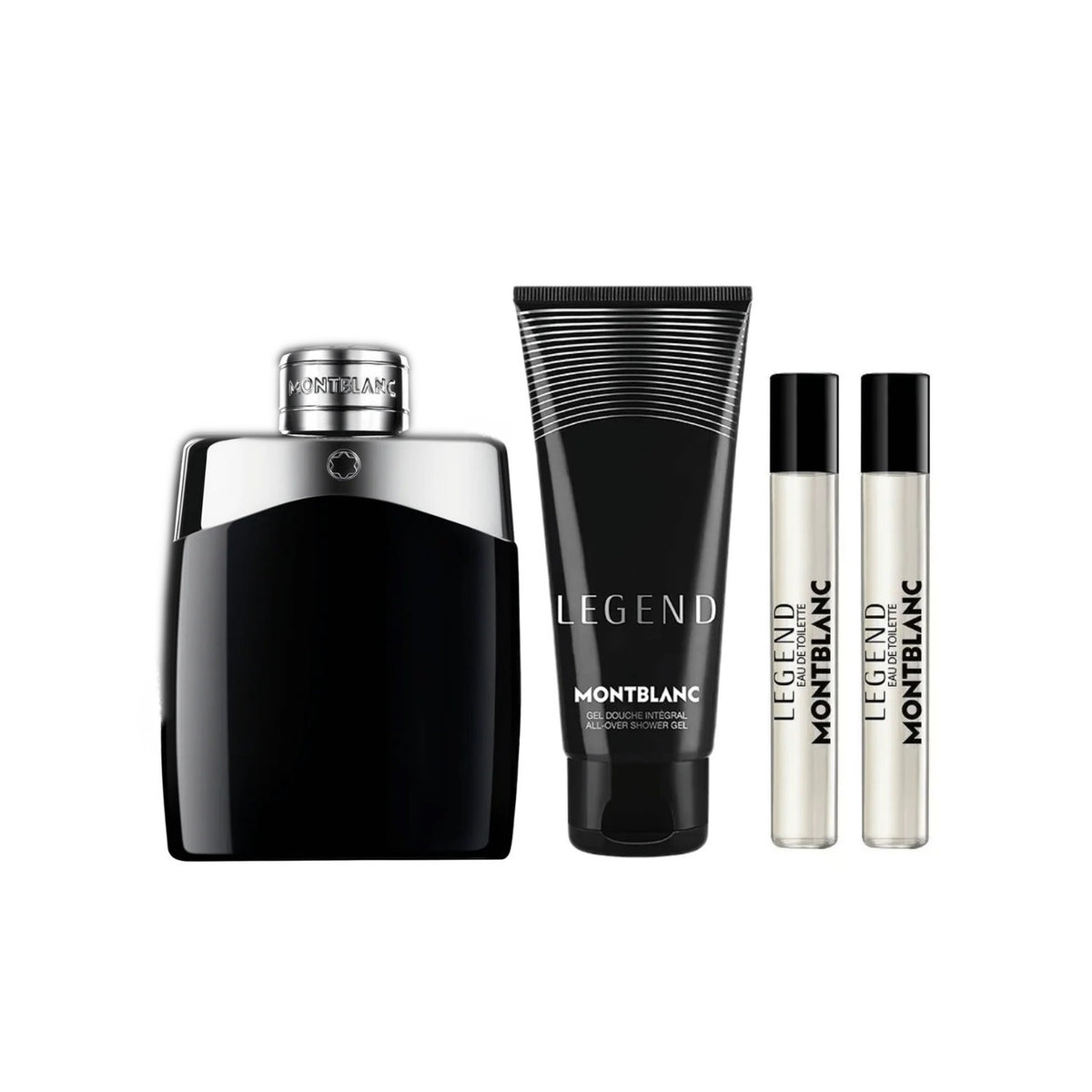 Mont Blanc Legend 4 Pcs Set For Men: 3.3 Eau De Toilette Spray + 2 * 0.25 Eau De Toilette Spray + 3.3 All Over Shower Gel