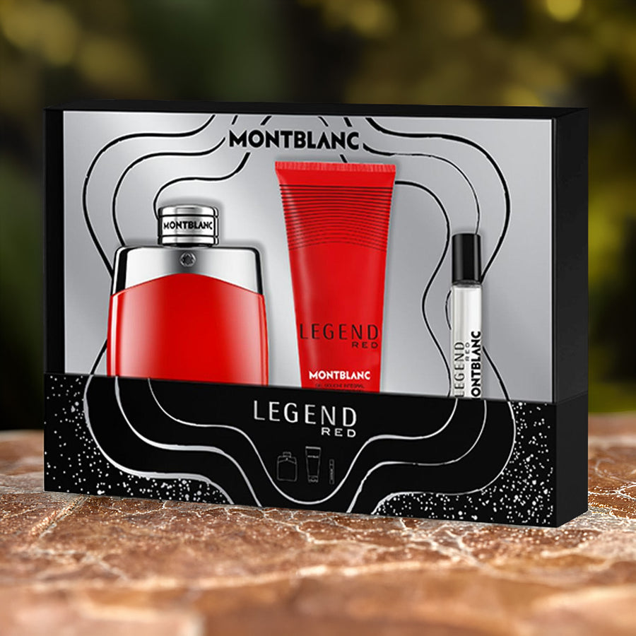 Mont Blanc Legend Red 3 Set: Shower Gel + For Men 3.4 oz Eau De Parfum Spray