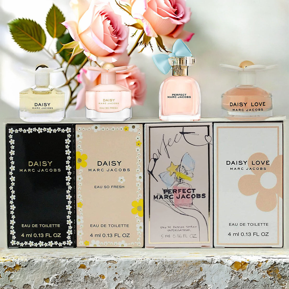 Marc Jacobs 4 Set: Perfect + Daisy Love + Daisy Eau So Fresh + Daisy (individually Boxed) For Women