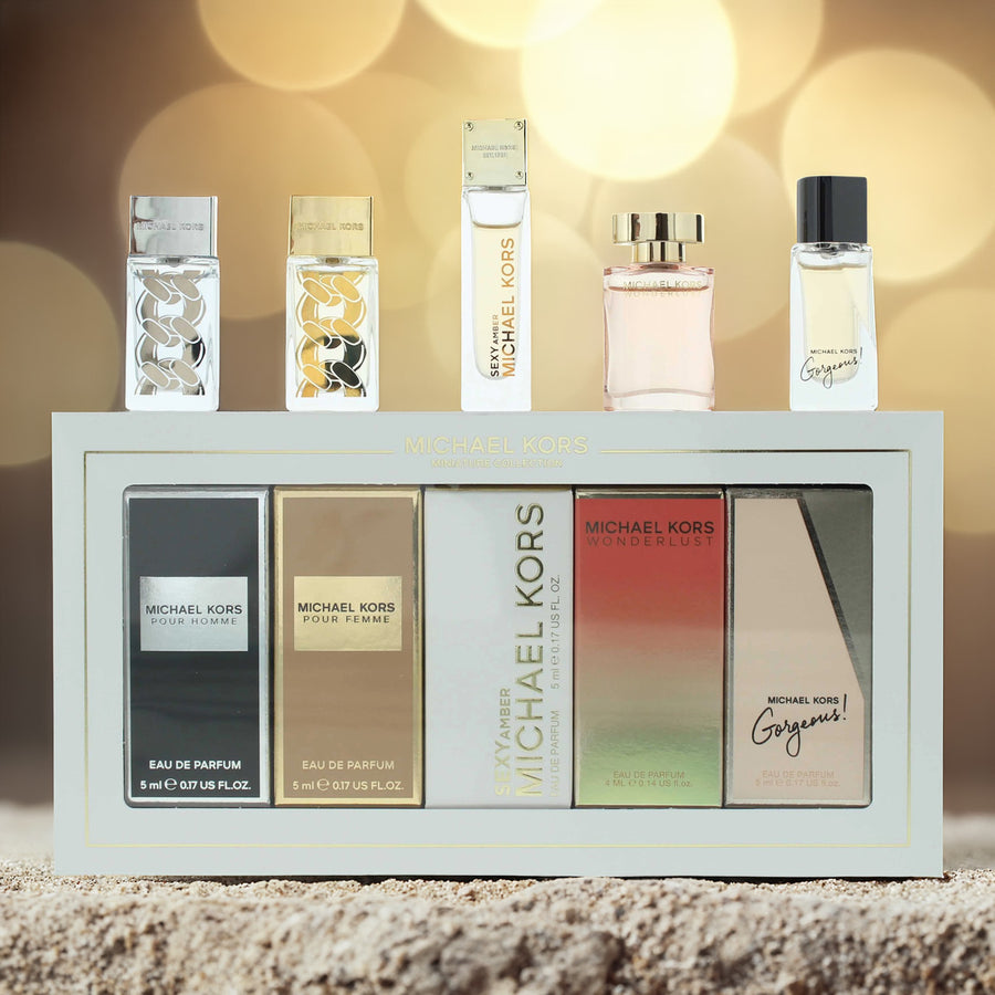 Michael Kors 5 Set: Pour Femme + Sexy Amber + Wonderlust + Gorgeous + Pour Homme 5 ml Eau De Parfum