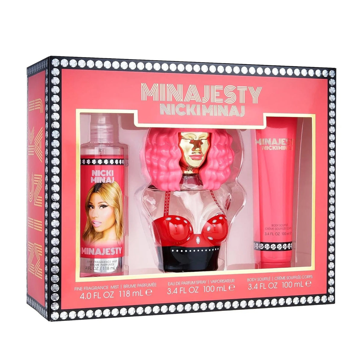 Nicki Minaj Minajesty 3 Set: Body Lotion + Body Mist For Women 3.4 oz Eau De Parfum Spray