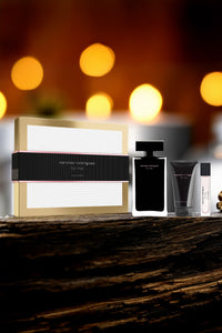 Narciso Rodriguez For Her 3 Piece Set: 3.3 oz Eau de Toilette + 0.33 oz Eau de Toilette + 1.6 oz Body Lotion For Women