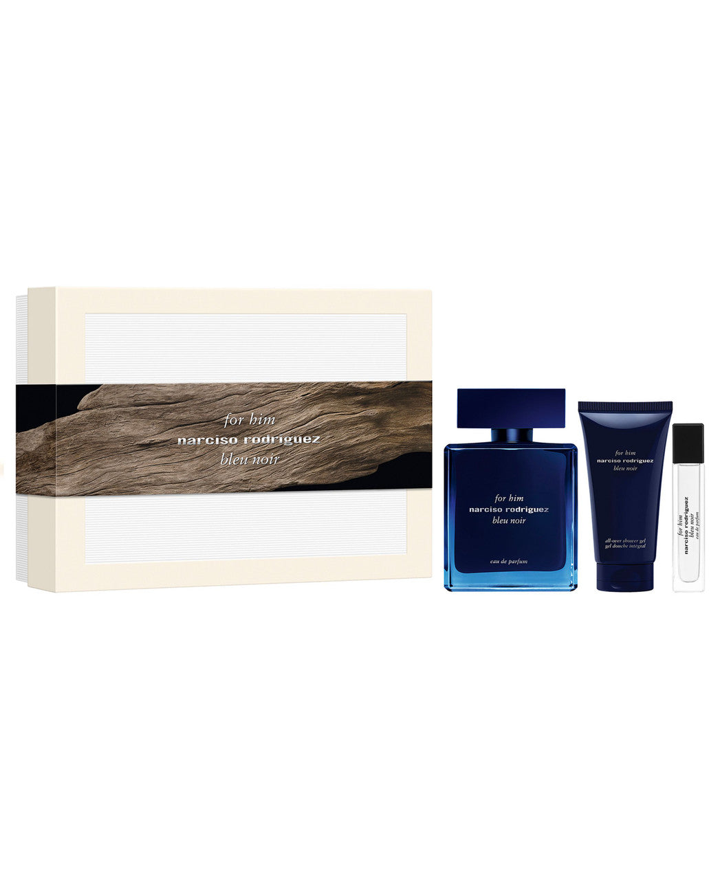 Narciso Rodriguez For Him Bleu Noir 3 Pcs Set: 3.3 Eau De Parfum Spray + 0.33 Eau De Parfum Spray + 1.6 Body Lotion