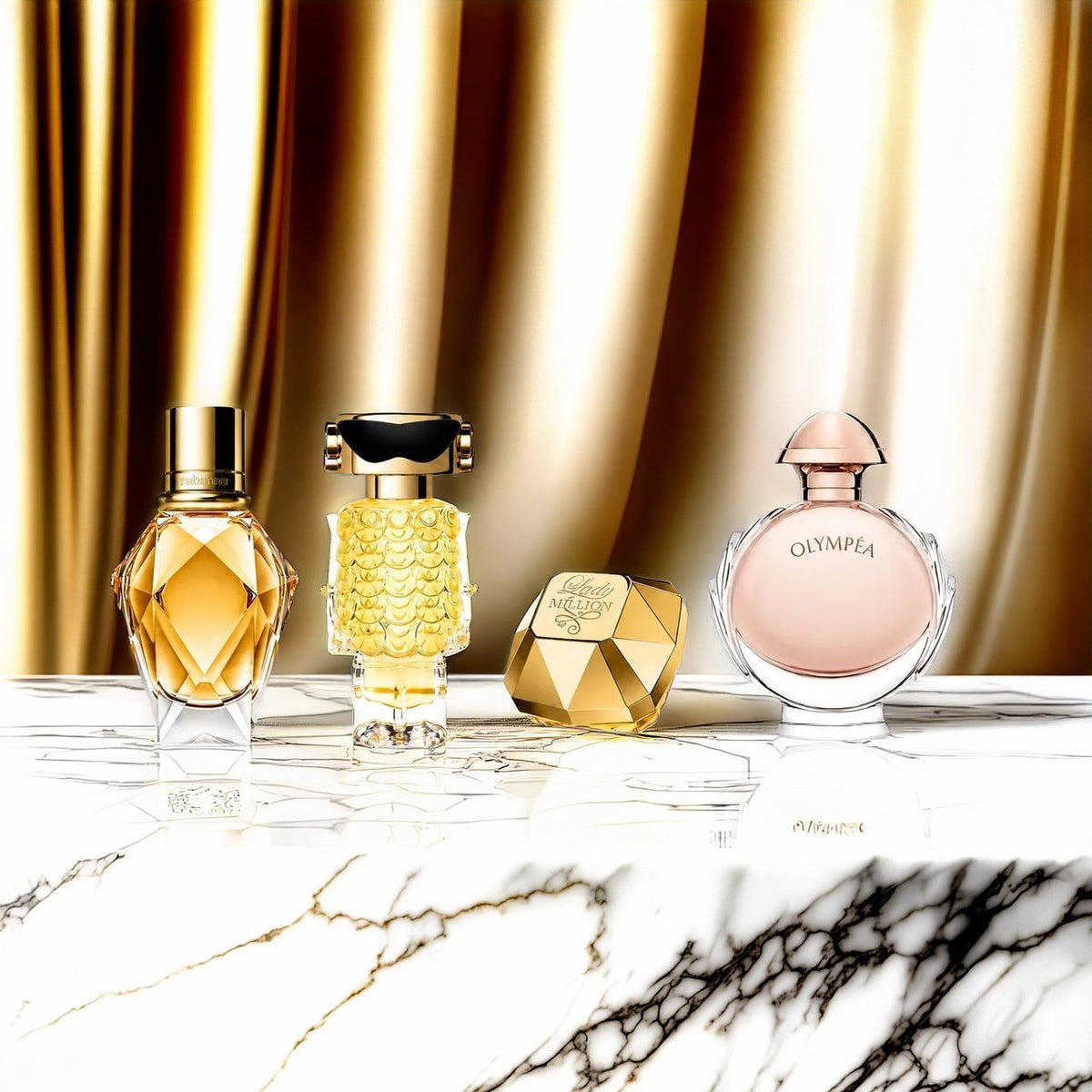 Paco Rabanne 4 Set : Lady Million + Olympea + Fame + Million Gold For Women 5 ml Eau De Parfum