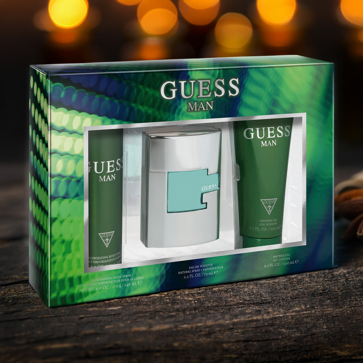 Guess 3 Piece Set: 2.5 oz Eau de Toilette + Body Spray + Gel For Men