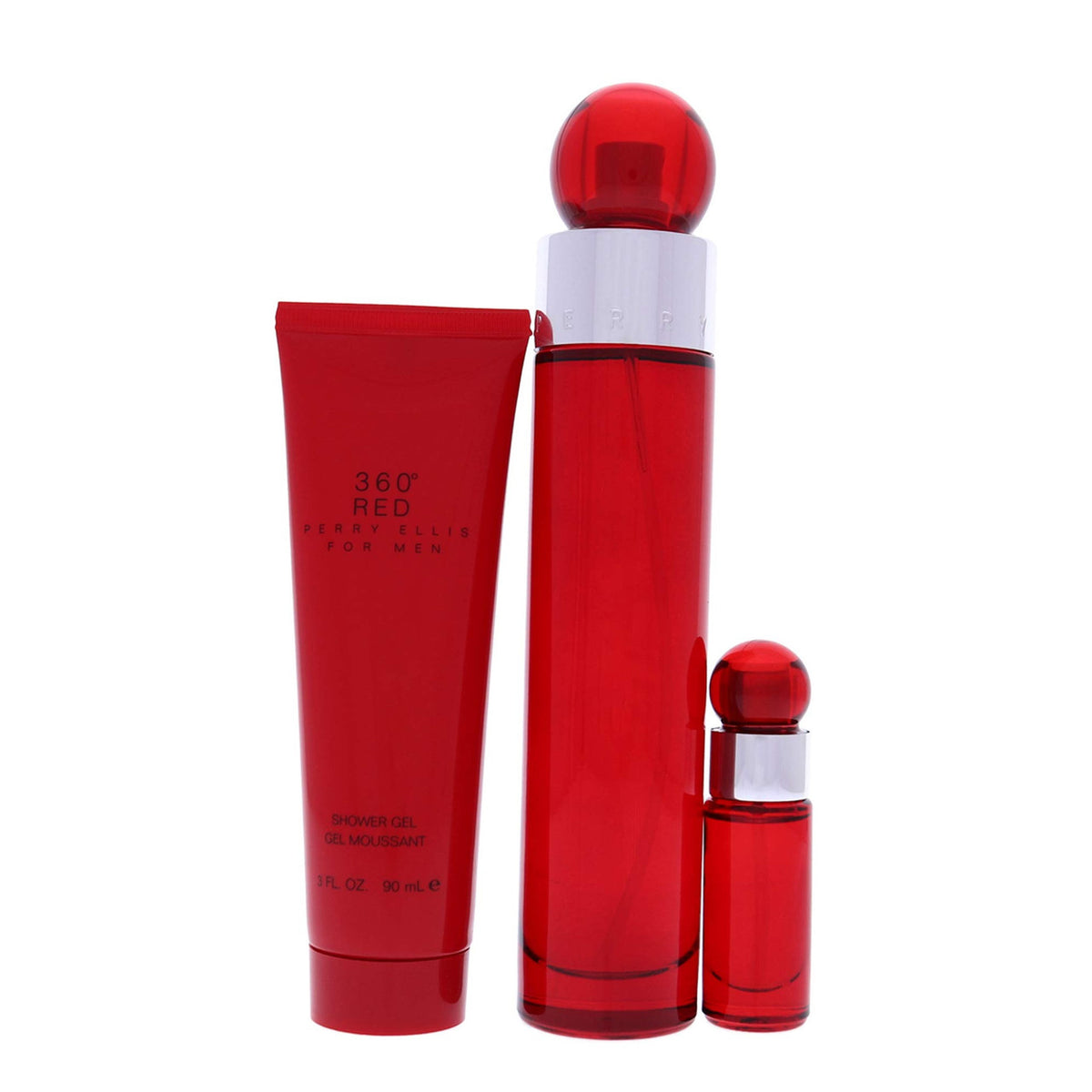 Perry Ellis 360 Red 3 Pcs Set For Men: 3.4 Eau De Toilette Spray + 0.25 Eau De Toilette Spray + 3 OZ Shower Gel