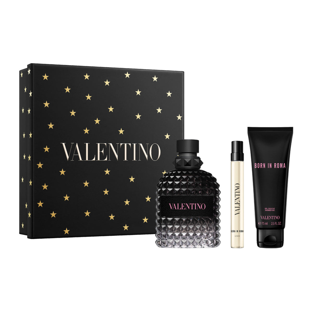 Valentino Uomo Born In Roma 3 Set: Shower Gel For Men 3.4 oz Eau De Toilette Spray